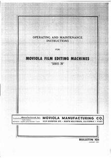 Moviola Manufacturing Moviola manual. Camera Instructions.